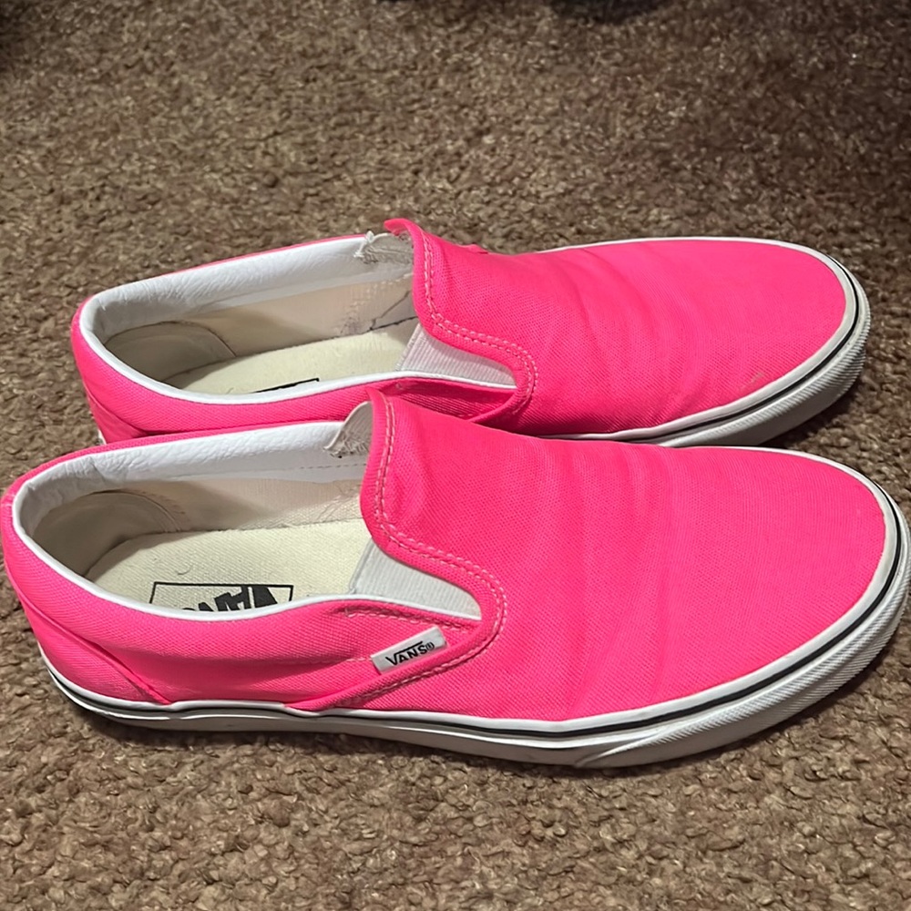 Woman’s size 10 hot pink slip on vans.